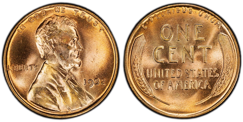 1932 Lincoln Wheat Penny obverse and reverse showing Lincoln portrait and wheat stalk design