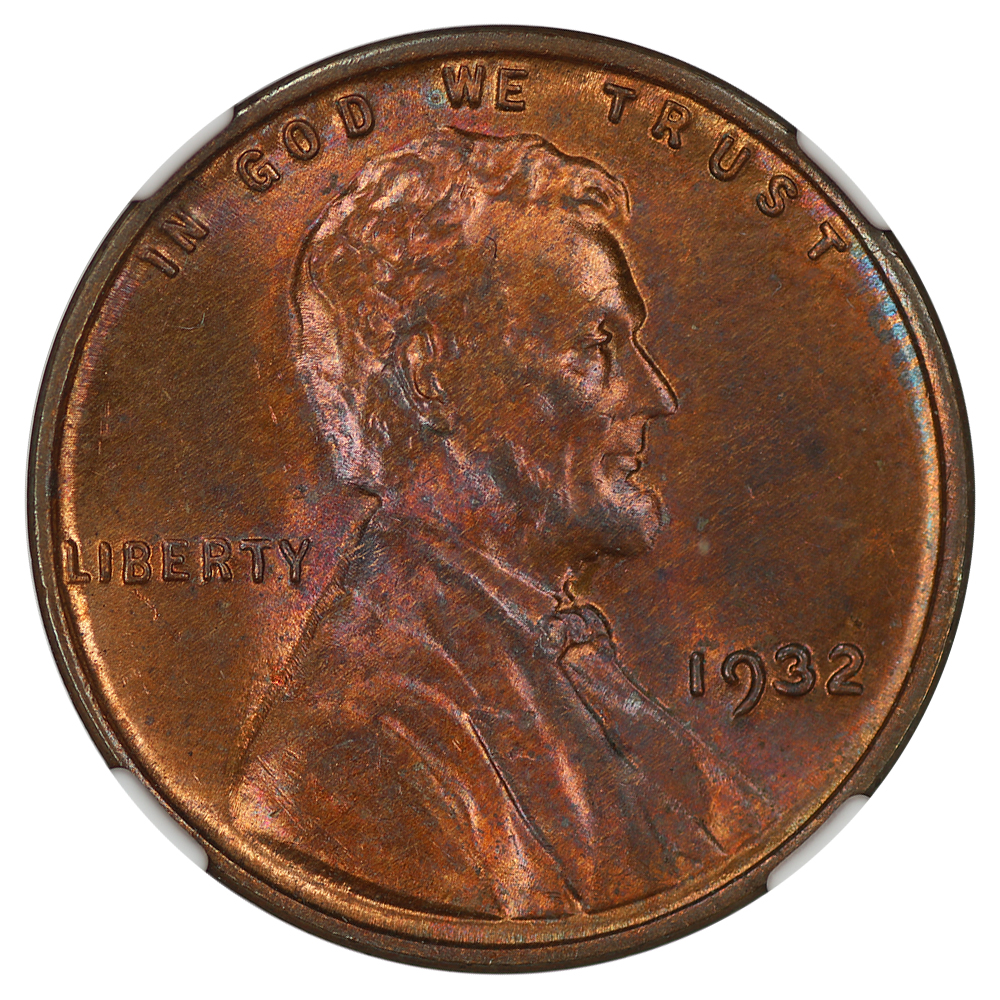 1932 wheat penny die crack error showing raised line across coin surface caused by fractured die