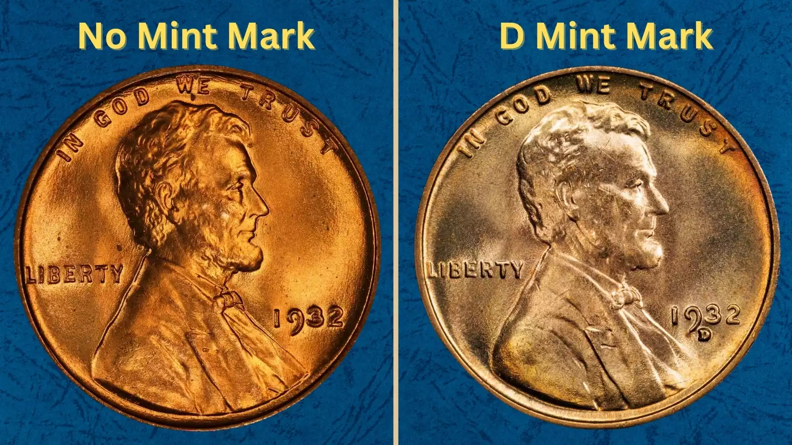 Collection of 1932 Lincoln Wheat Pennies from Philadelphia and Denver mints showing various grades and conditions